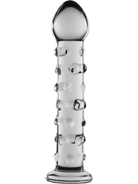 LoveToy: Glass Romance Dotted Dildo, gjennomsiktig