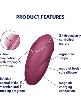 Satisfyer: Tap & Climax 1, Lay-On Vibrator, rød