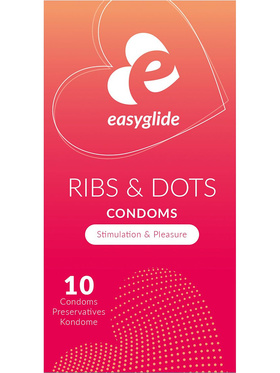 EasyGlide: Ribs and Dots Condoms, 10 stk