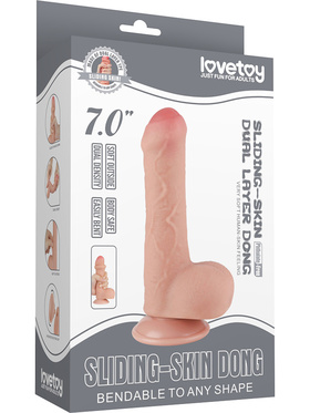 LoveToy: Sliding-Skin Dildo, 18 cm, lys