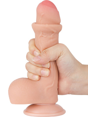 LoveToy: Sliding-Skin Dildo, 18 cm, lys