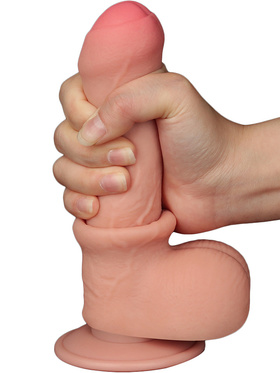 LoveToy: Sliding-Skin Dildo, 18 cm, lys