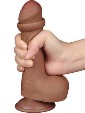 LoveToy: Sliding-Skin Dildo, 18 cm, brun