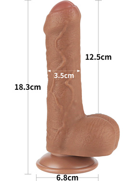 LoveToy: Sliding-Skin Dildo, 18 cm, brun