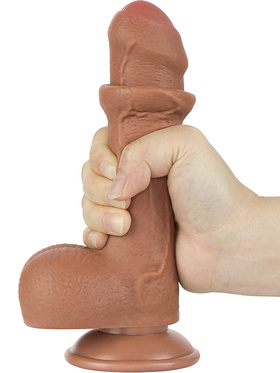 LoveToy: Sliding-Skin Dildo, 18 cm, brun