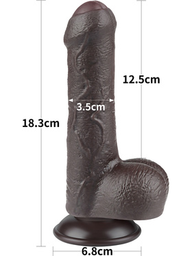 LoveToy: Sliding-Skin Dildo, 18 cm, mørk