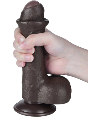 LoveToy: Sliding-Skin Dildo, 18 cm, mørk