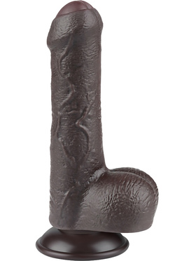 LoveToy: Sliding-Skin Dildo, 18 cm, mørk