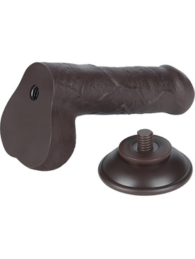 LoveToy: Sliding-Skin Dildo, 18 cm, mørk