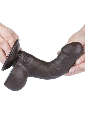 LoveToy: Sliding-Skin Dildo, 18 cm, mørk