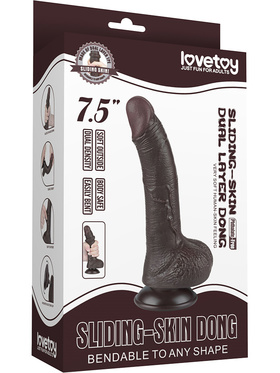 LoveToy: Sliding-Skin Dildo, 19.5 cm, mørk