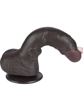 LoveToy: Sliding-Skin Dildo, 19.5 cm, mørk