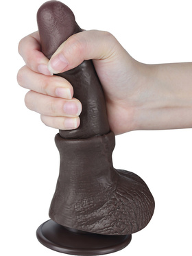 LoveToy: Sliding-Skin Dildo, 19.5 cm, mørk