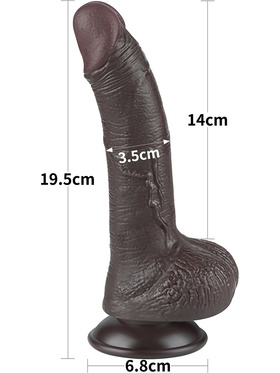 LoveToy: Sliding-Skin Dildo, 19.5 cm, mørk