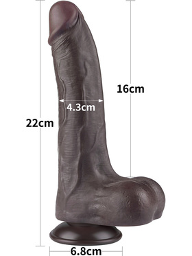 LoveToy: Sliding-Skin Dildo, 22 cm, mørk