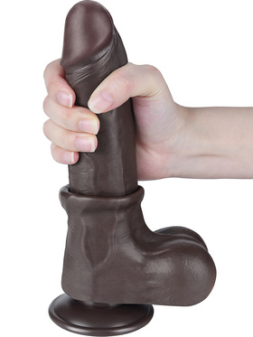 LoveToy: Sliding-Skin Dildo, 22 cm, mørk