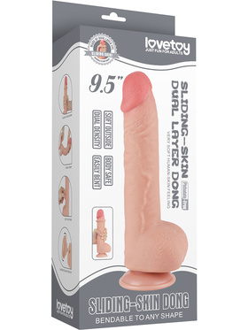 LoveToy: Sliding-Skin Dildo, 24 cm, lys