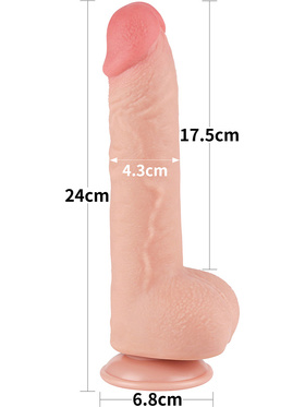 LoveToy: Sliding-Skin Dildo, 24 cm, lys