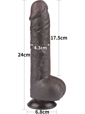 LoveToy: Sliding-Skin Dildo, 24 cm, mørk