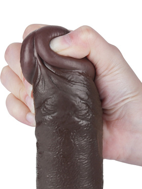 LoveToy: Sliding-Skin Dildo, 24 cm, mørk