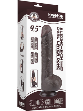 LoveToy: Sliding-Skin Dildo, 24 cm, mørk