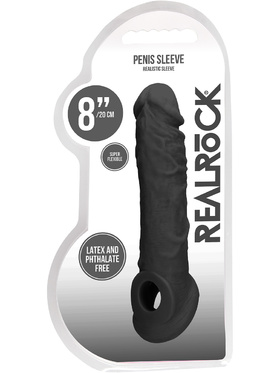 RealRock Skin: Penis Extender with Rings, 21 cm, svart