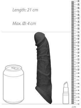 RealRock Skin: Penis Extender with Rings, 21 cm, svart