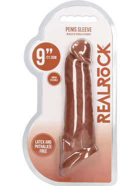 RealRock Skin: Penis Extender with Rings, 22 cm, brun