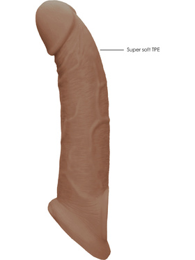 RealRock Skin: Penis Extender with Rings, 22 cm, brun