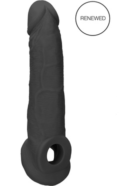 RealRock Skin: Penis Extender with Rings, 22 cm, svart