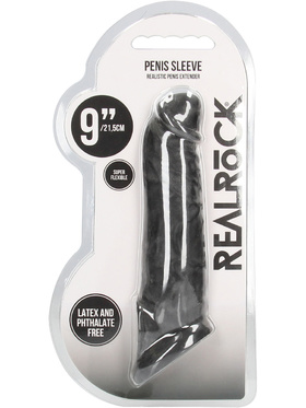 RealRock Skin: Penis Extender with Rings, 22 cm, svart