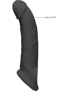 RealRock Skin: Penis Extender with Rings, 22 cm, svart