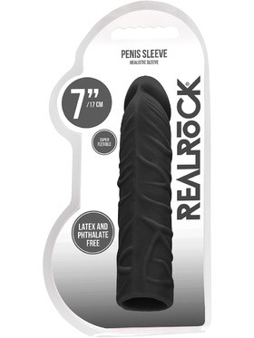 RealRock Skin: Penis Extender, 17.5 cm, svart