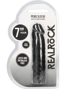 RealRock Skin: Penis Extender, 17.5 cm, svart