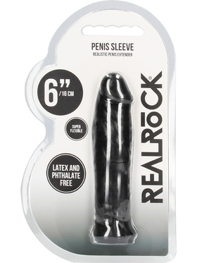 RealRock Skin: Penis Extender, 17 cm, svart