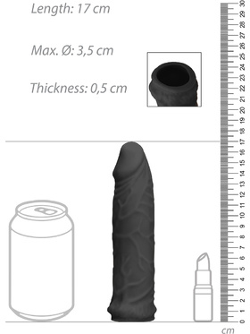 RealRock Skin: Penis Extender, 17 cm, svart