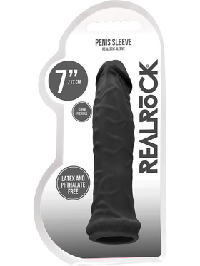 RealRock Skin: Penis Extender, 17 cm, svart