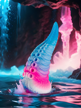 Epic Cybersilicock: Phorcys Blue Tentacle Dildo, large