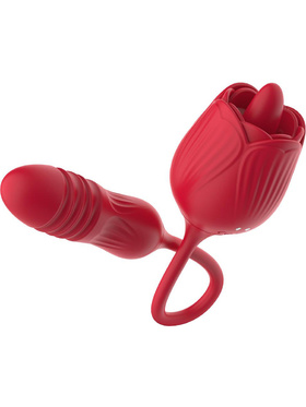 Teazers: Rose Vibrator with Thrusting Dildo