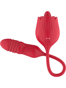 Teazers: Rose Vibrator with Thrusting Dildo