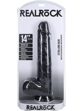 RealRock: Extra Long Realistic Dildo, 35.5 cm, svart