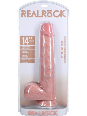 RealRock: Extra Long Realistic Dildo, 35.5 cm, lys