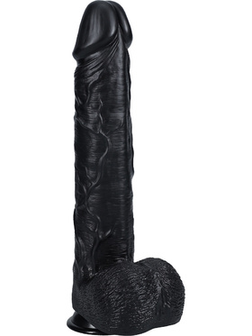 RealRock: Extra Long Realistic Dildo, 38 cm, svart