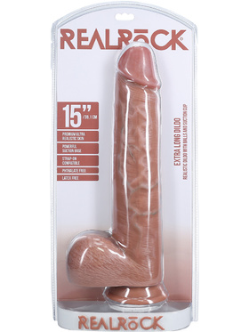 RealRock: Extra Long Realistic Dildo, 38 cm, mørk