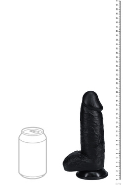 RealRock: Extra Thick Realistic Dildo, 20 cm, svart