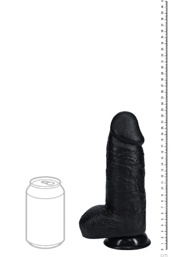 RealRock: Extra Thick Realistic Dildo, 23 cm, svart