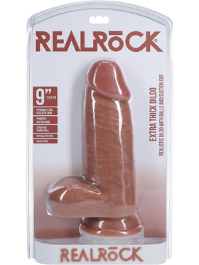 RealRock: Extra Thick Realistic Dildo, 23 cm, mørk