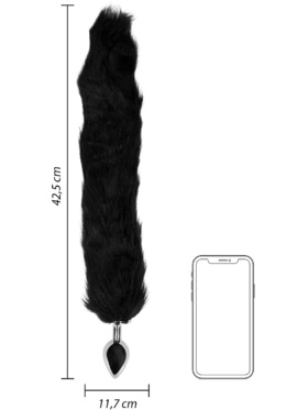 Ouch!: Fox Tail with Metal Butt Plug, svart