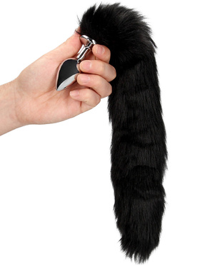 Ouch!: Fox Tail with Metal Butt Plug, svart