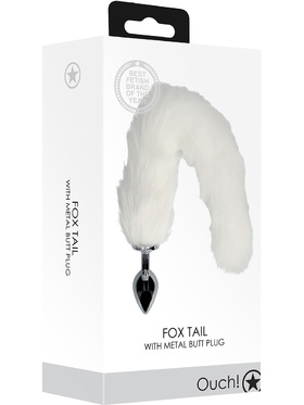 Ouch!: Fox Tail with Metal Butt Plug, hvit